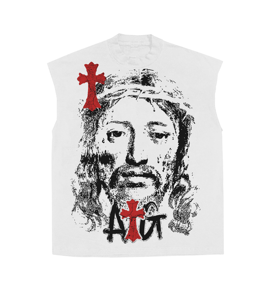 White Sleeveless Graphic Tee