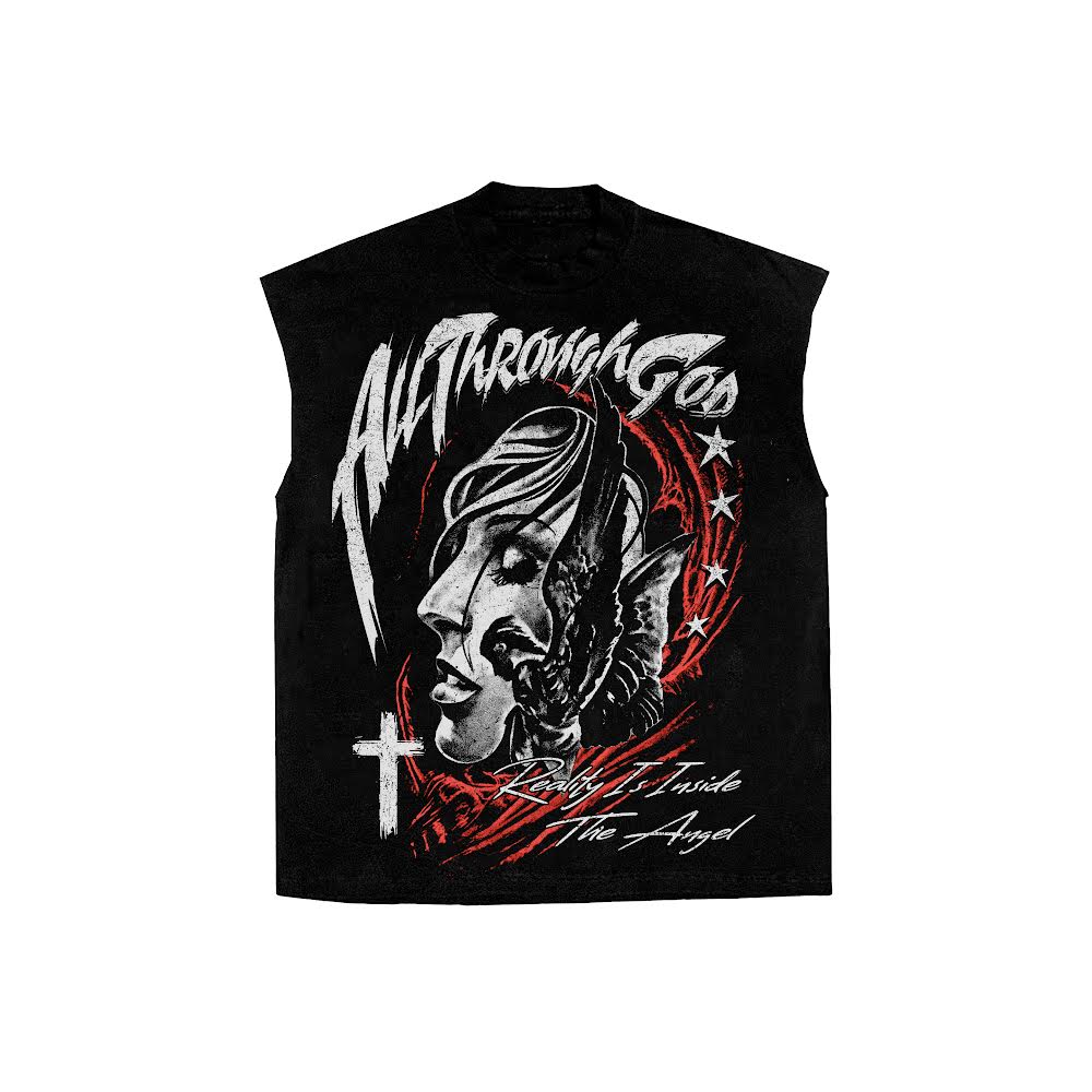 Black Sleeveless Graphic Tee