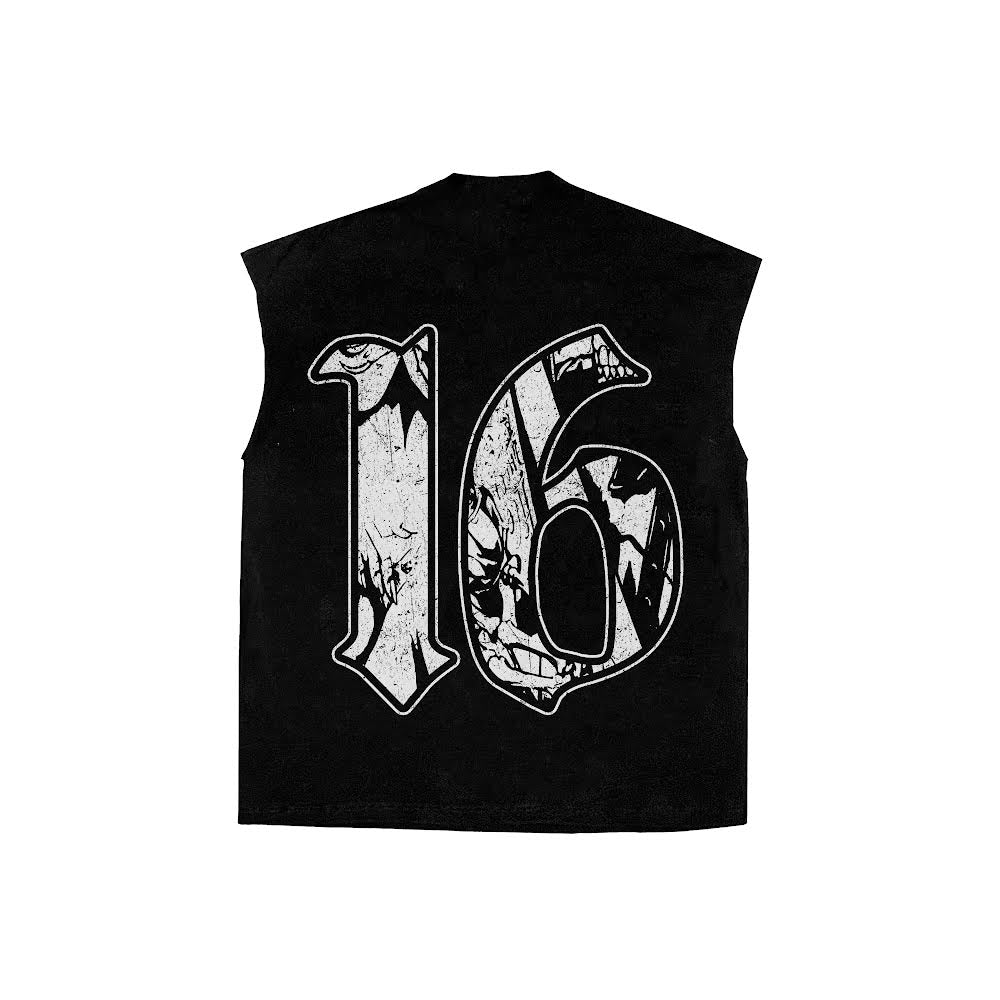 Black Sleeveless Graphic Tee